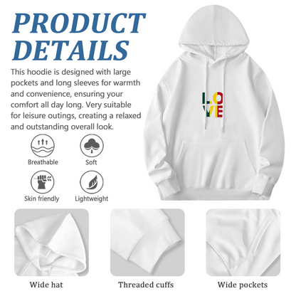 Colorful LOVE VIE Letter Art White Hoodie