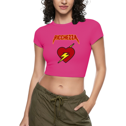 Ricchezza Lightning Heart Rock Style Red Crop T-Shirt ¨C Edgy Retro Graphic
