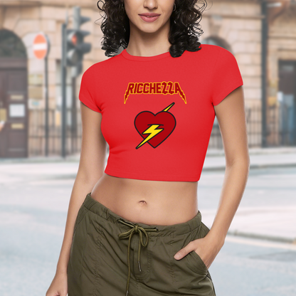 Ricchezza Lightning Heart Rock Style Red Crop T-Shirt ¨C Edgy Retro Graphic