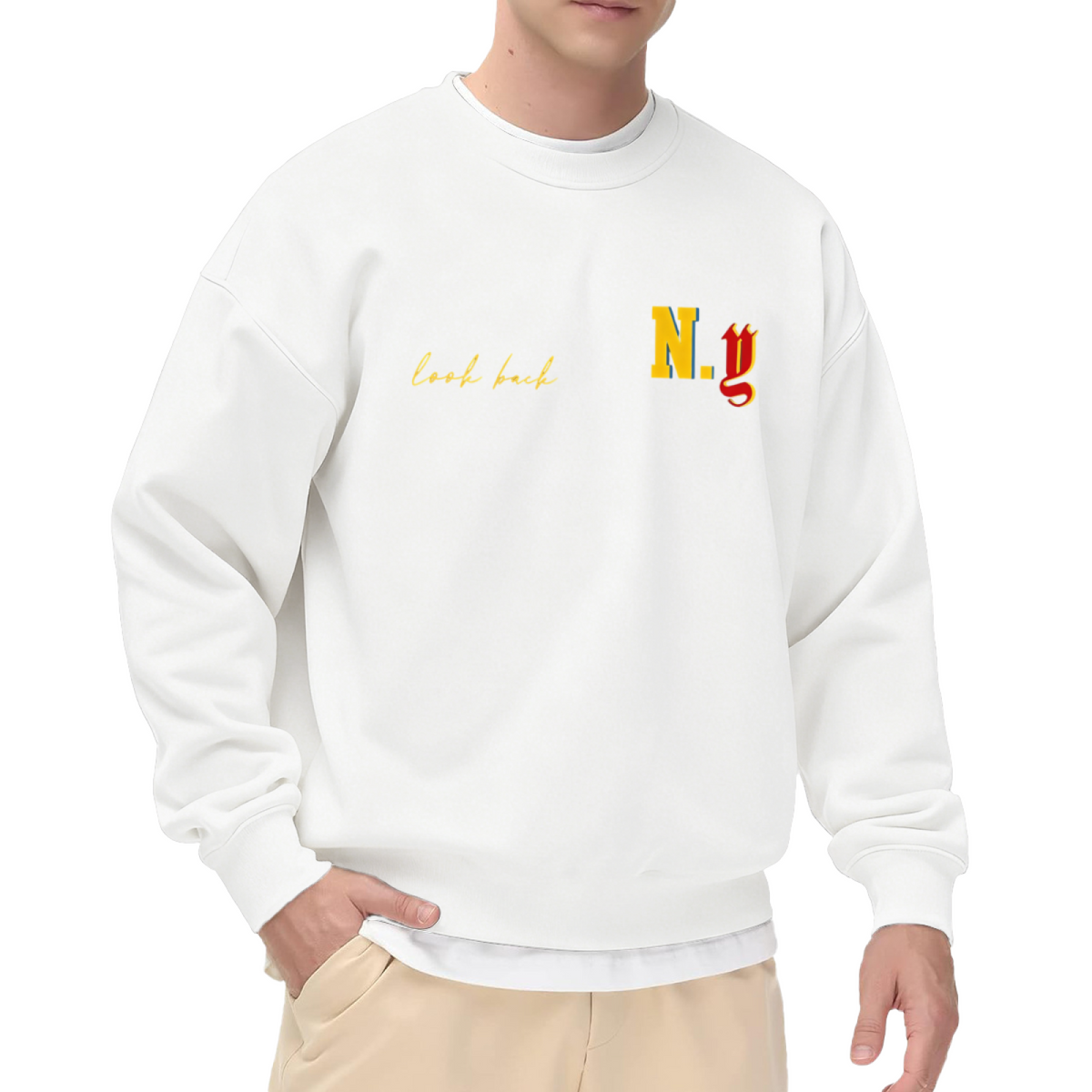 Look Back N.G Flame Letter Aesthetic Crewneck Sweatshirt