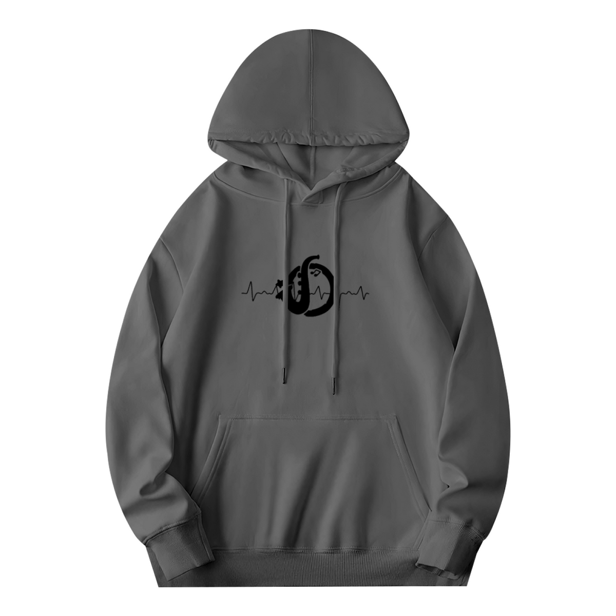 Guitar Heartbeat Music Lover Minimal Hoodie, Soft Relax Daily Outfit
