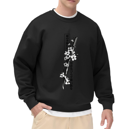 Japanese Sakura Katana Ink Print Sweatshirt