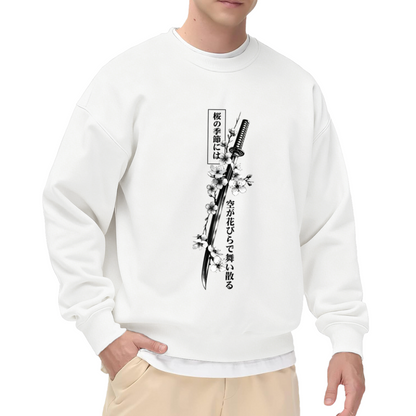 Japanese Sakura Katana Ink Print Sweatshirt