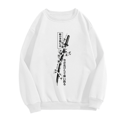 Japanese Sakura Katana Ink Print Sweatshirt