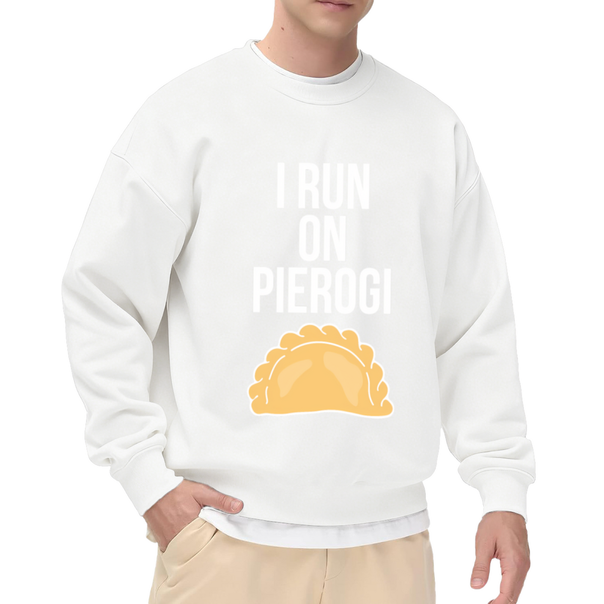 I Run On Pierogi Funny Food Lover Pierogi Fan Crewneck Sweatshirt