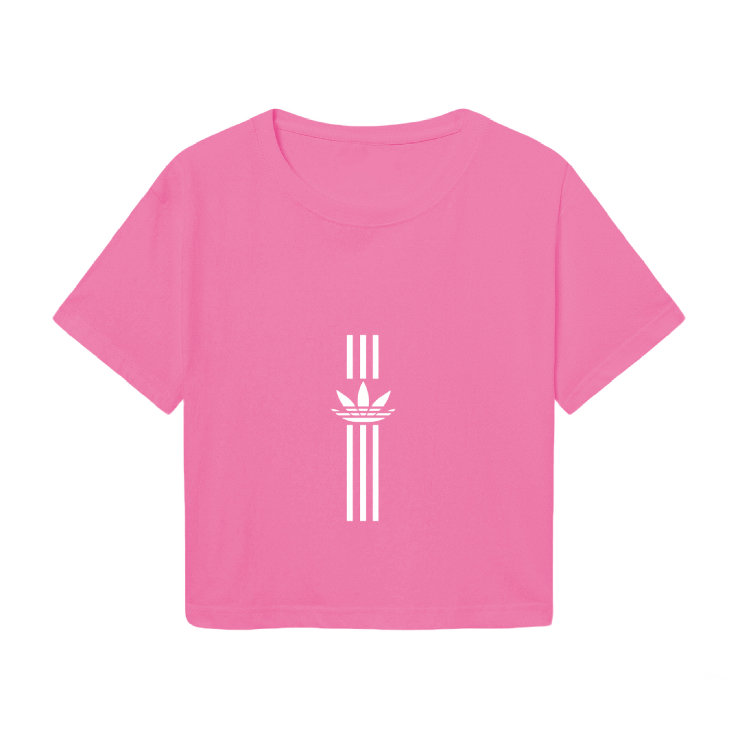 Vertical Trefoil Sporty Hot Pink Crop Tee