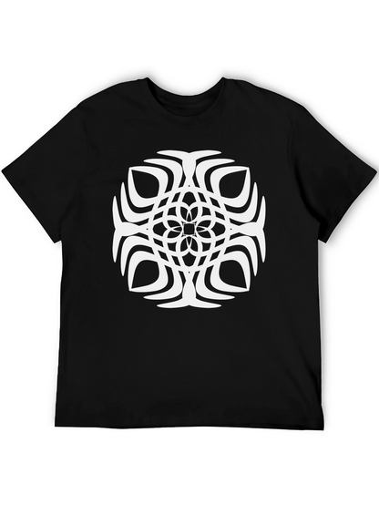 Abstract Geometric Pattern Black T-Shirt