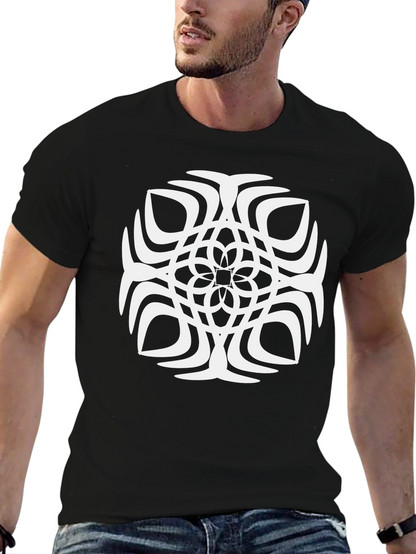 Abstract Geometric Pattern Black T-Shirt