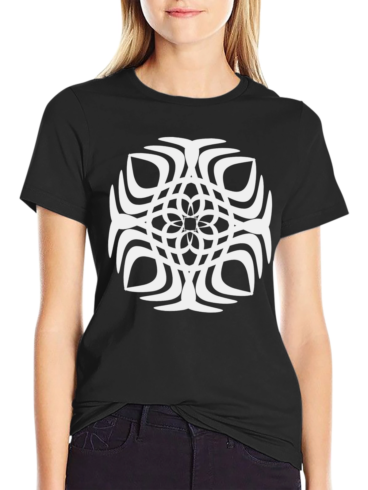 Abstract Geometric Pattern Black T-Shirt