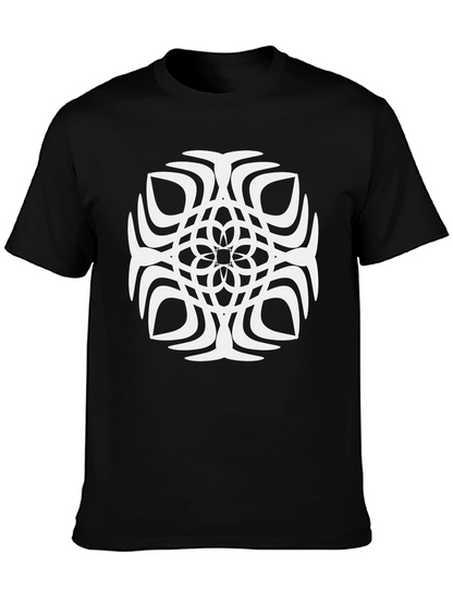 Abstract Geometric Pattern Black T-Shirt