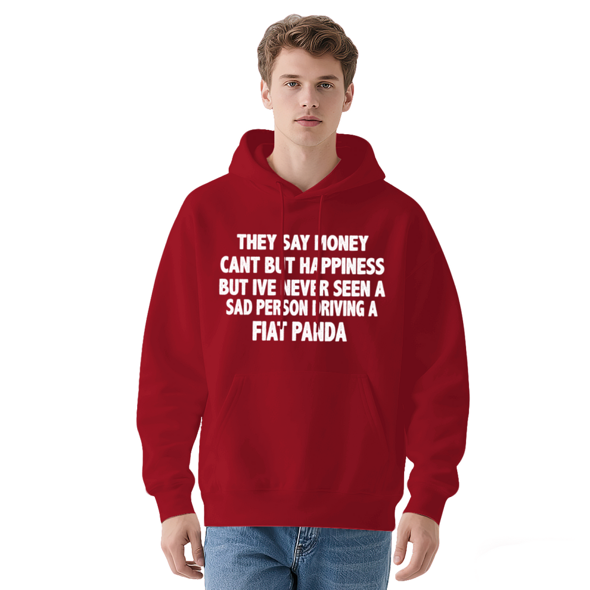 Sad Person Never Drive Fiat Panda Funny Car Red Hoodie, Cozy Auto Lover Top