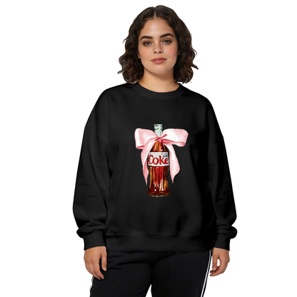 Retro Coke Bottle With Pink Bow Cute Crewneck Sweatshirt