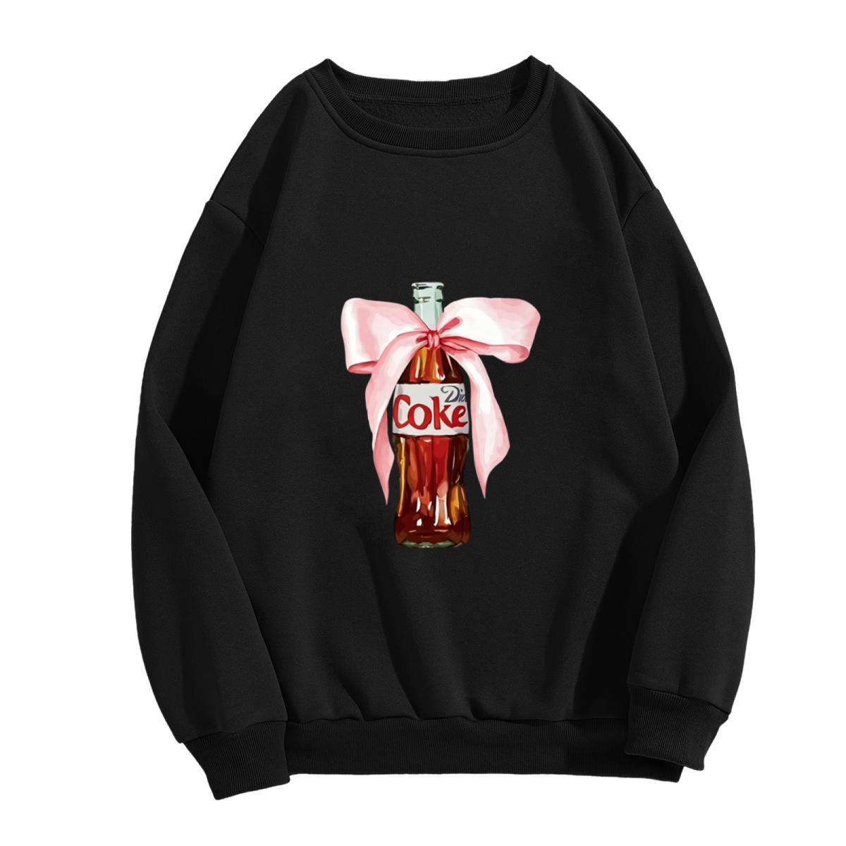 Retro Coke Bottle With Pink Bow Cute Crewneck Sweatshirt