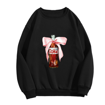 Retro Coke Bottle With Pink Bow Cute Crewneck Sweatshirt