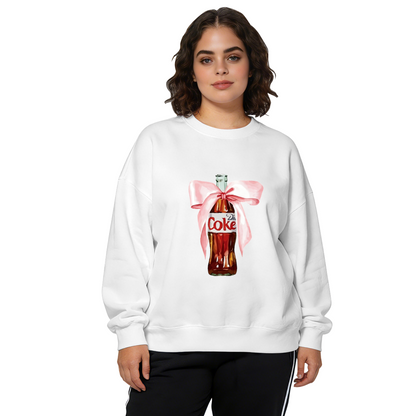 Retro Coke Bottle With Pink Bow Cute Crewneck Sweatshirt