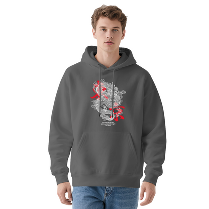 Trendy Oriental Dragon Art Printed Navy Hoodie