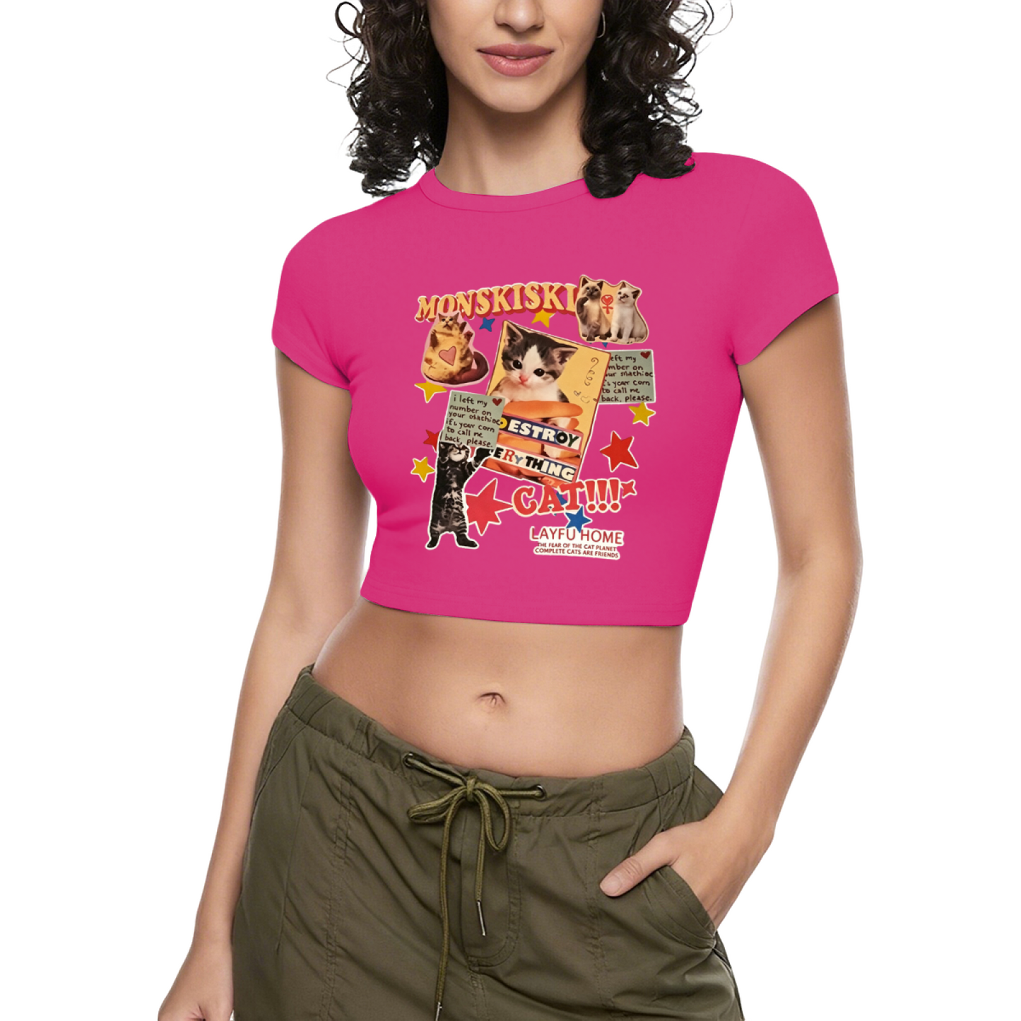 Gothic Los Angeles Hot Pink Y2K Crop Top