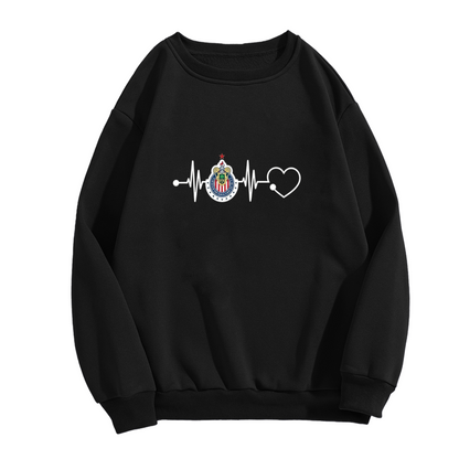 Chivas Team Badge Heartbeat Pulse Graphic Crewneck Sweatshirt