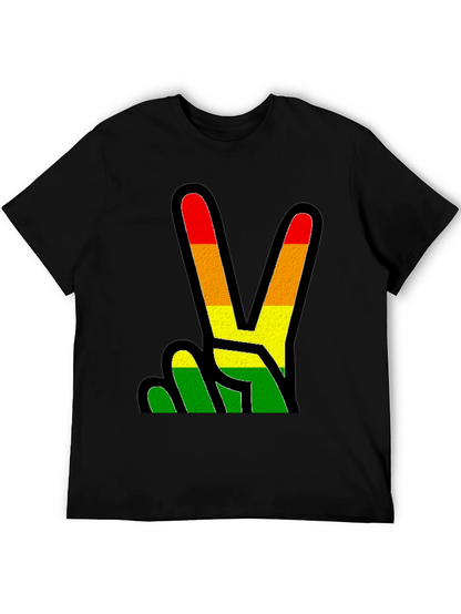 Rasta Peace Sign Black T-Shirt