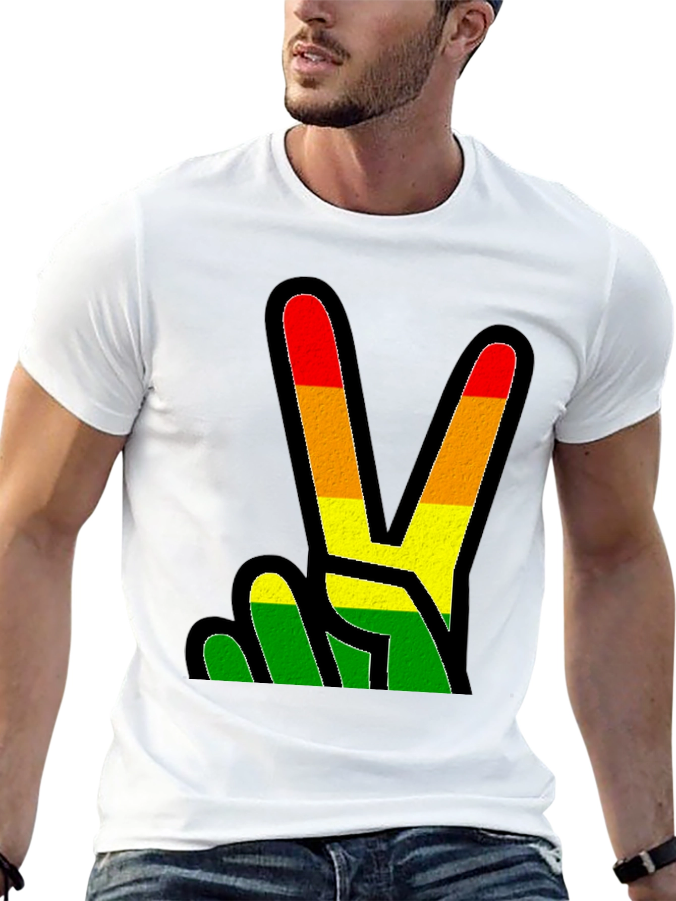 Rasta Peace Sign Black T-Shirt