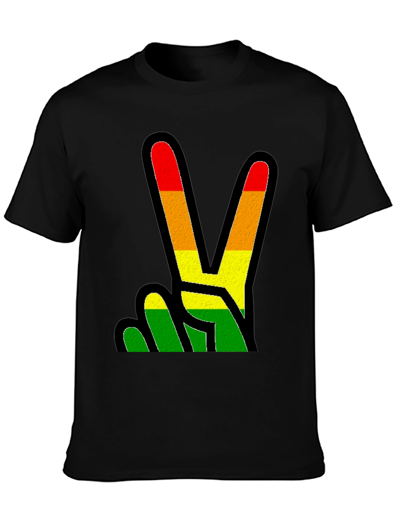 Rasta Peace Sign Black T-Shirt