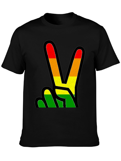 Rasta Peace Sign Black T-Shirt