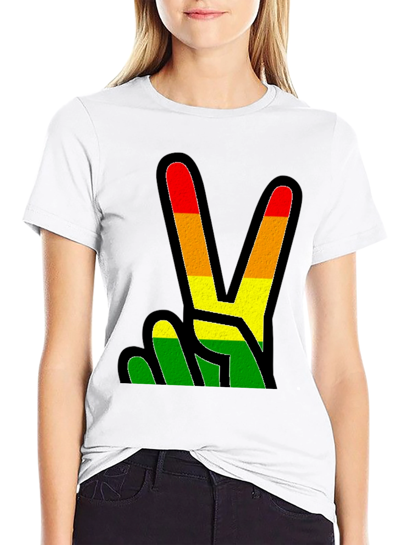Rasta Peace Sign Black T-Shirt