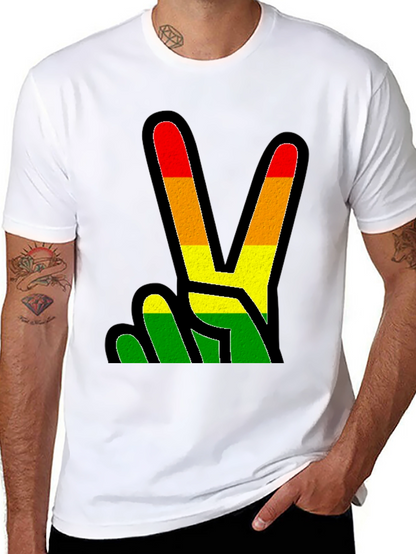 Rasta Peace Sign Black T-Shirt