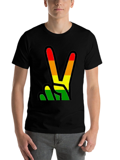 Rasta Peace Sign Black T-Shirt