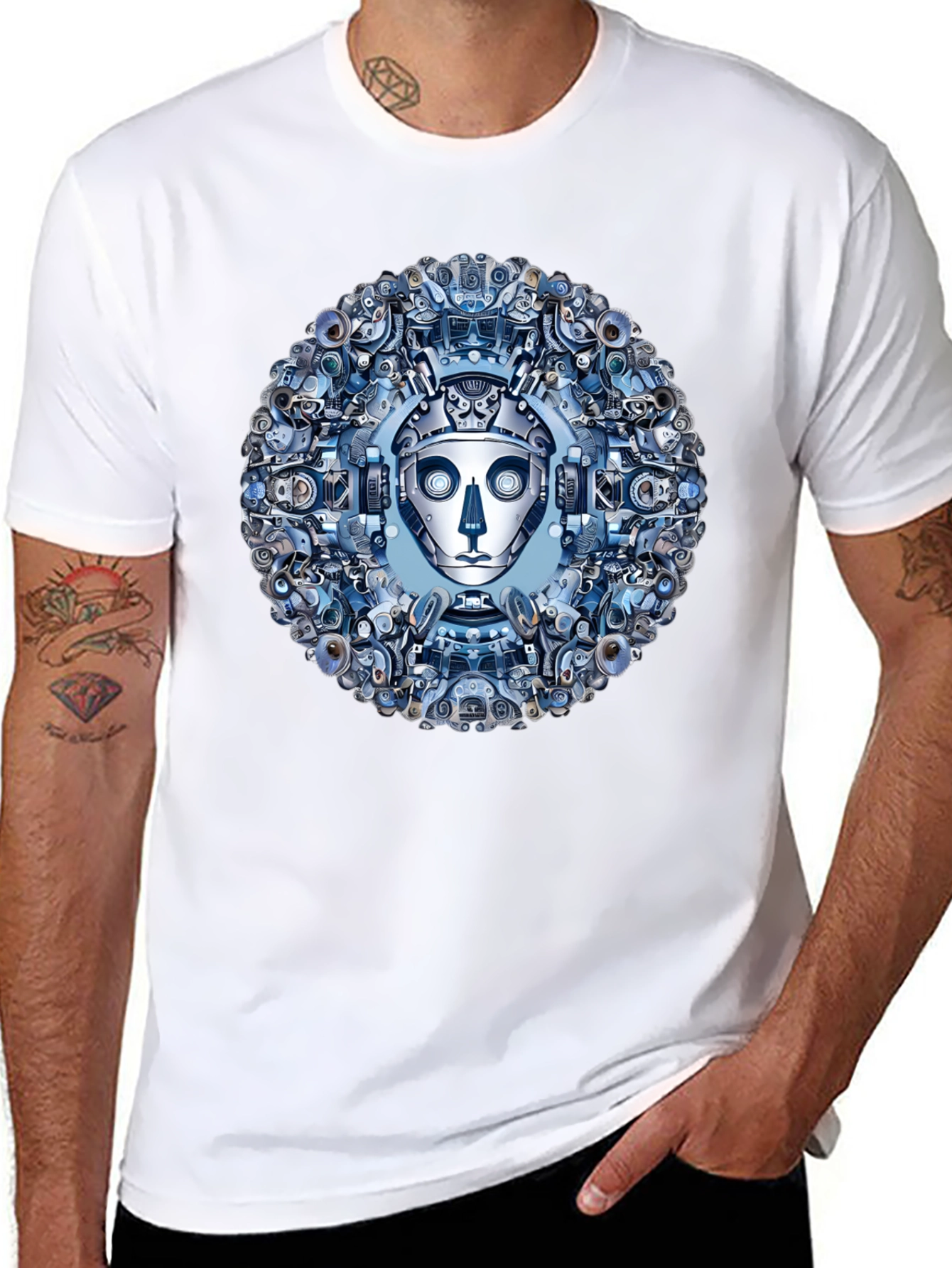Robot Face Graphic Tee - Steampunk Style