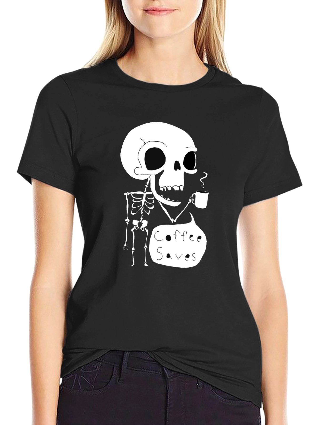 Coffee Saves Skeleton T-Shirt - Funny Graphic Tee