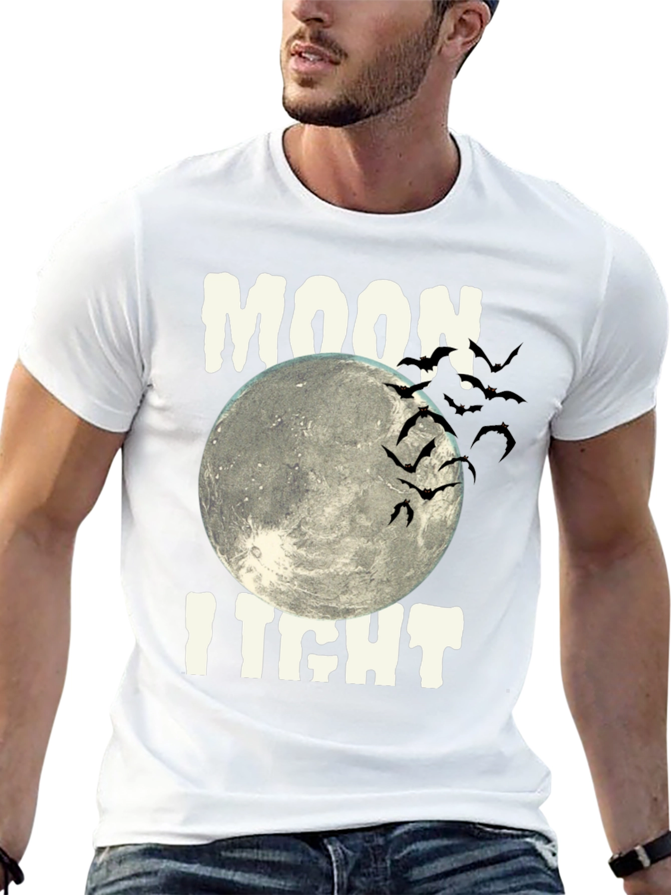Moonlight Halloween Bats Graphic Tee