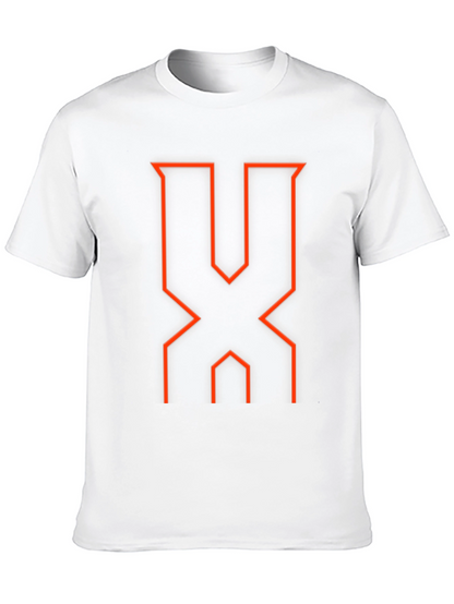 Modern Geometric Red Graphic Black T-Shirt