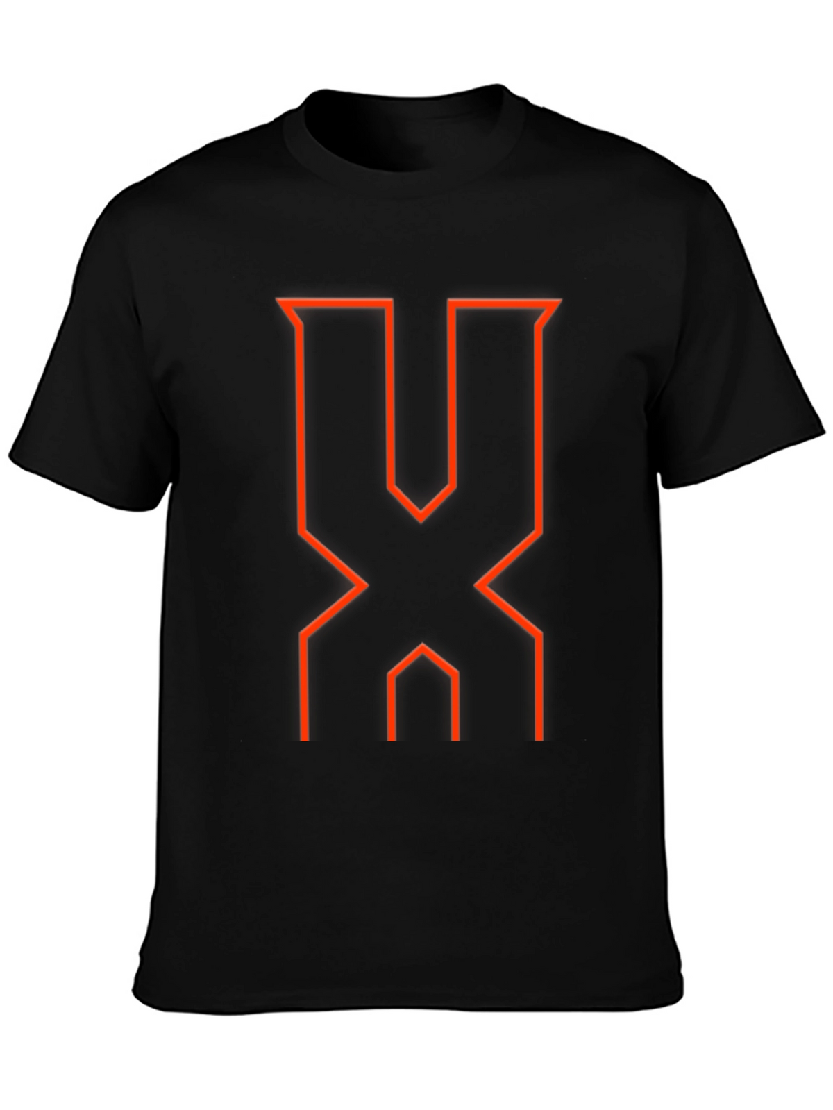 Modern Geometric Red Graphic Black T-Shirt