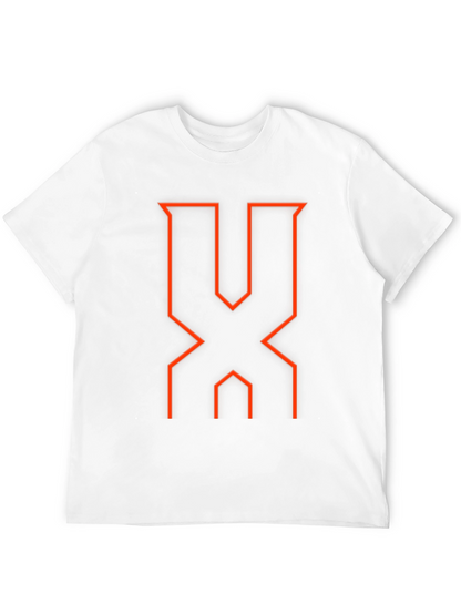 Modern Geometric Red Graphic Black T-Shirt