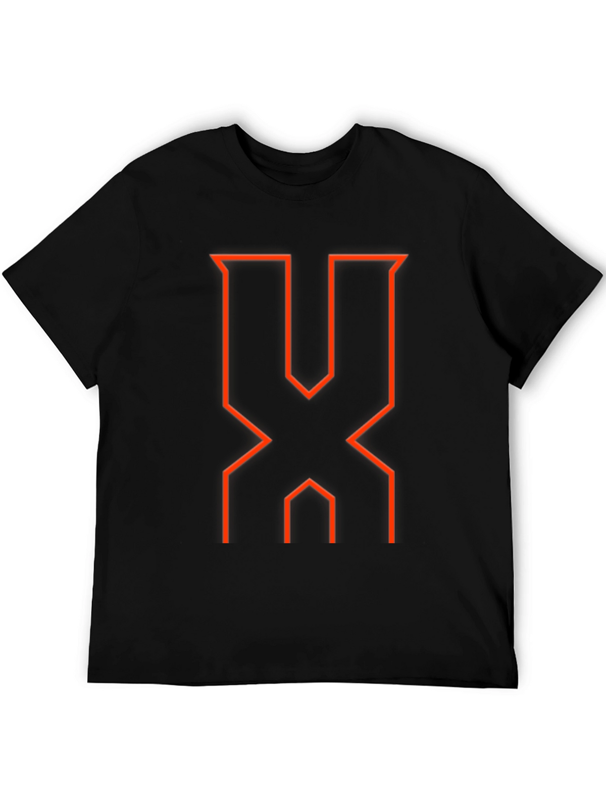 Modern Geometric Red Graphic Black T-Shirt