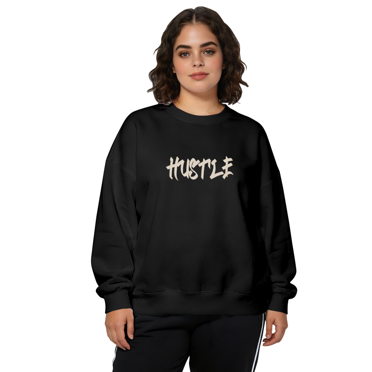 Street?Style Hustle Word Art Crewneck Sweatshirt