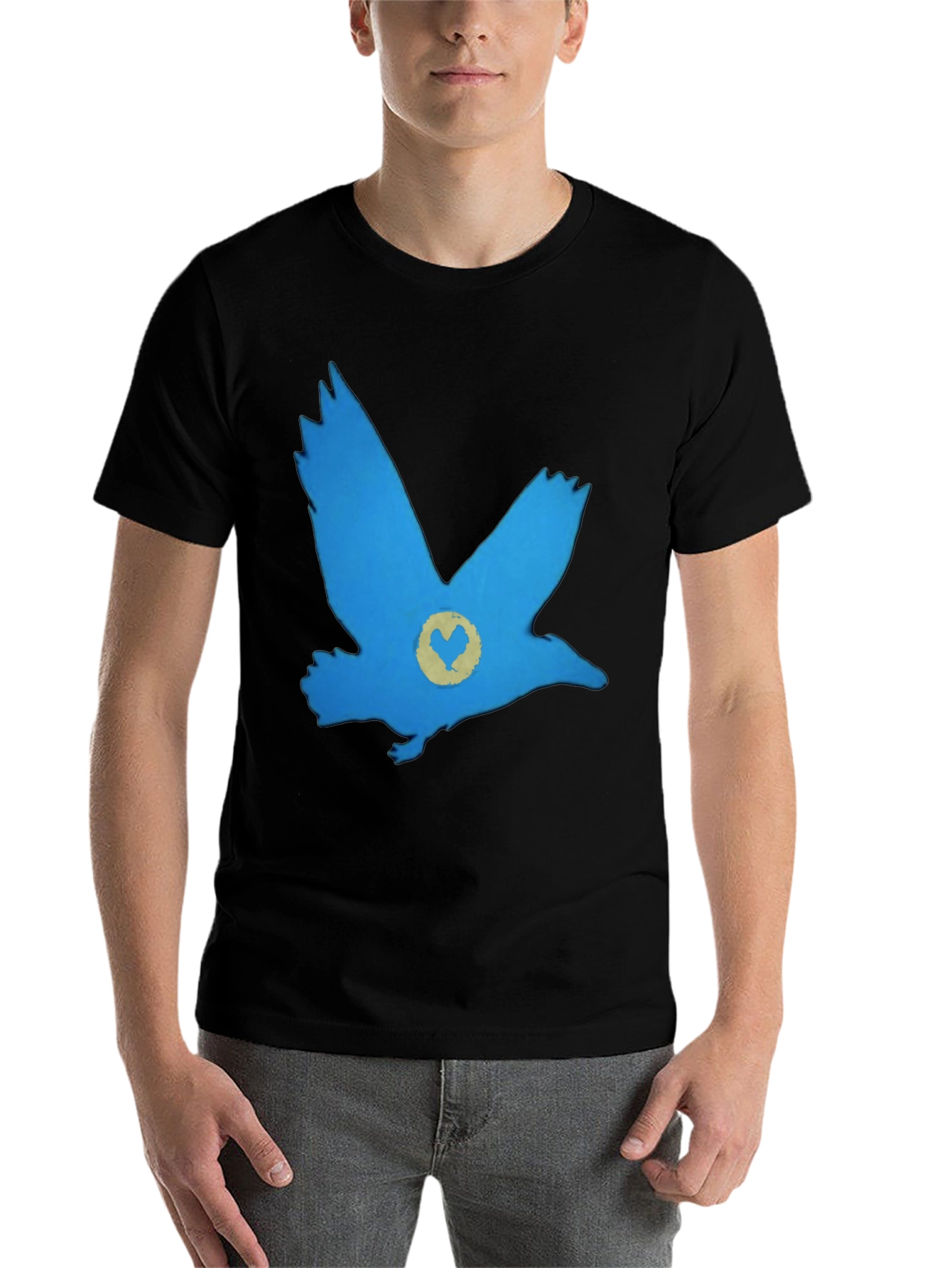 Blue Bird Graphic Black T-Shirt - Casual Comfort