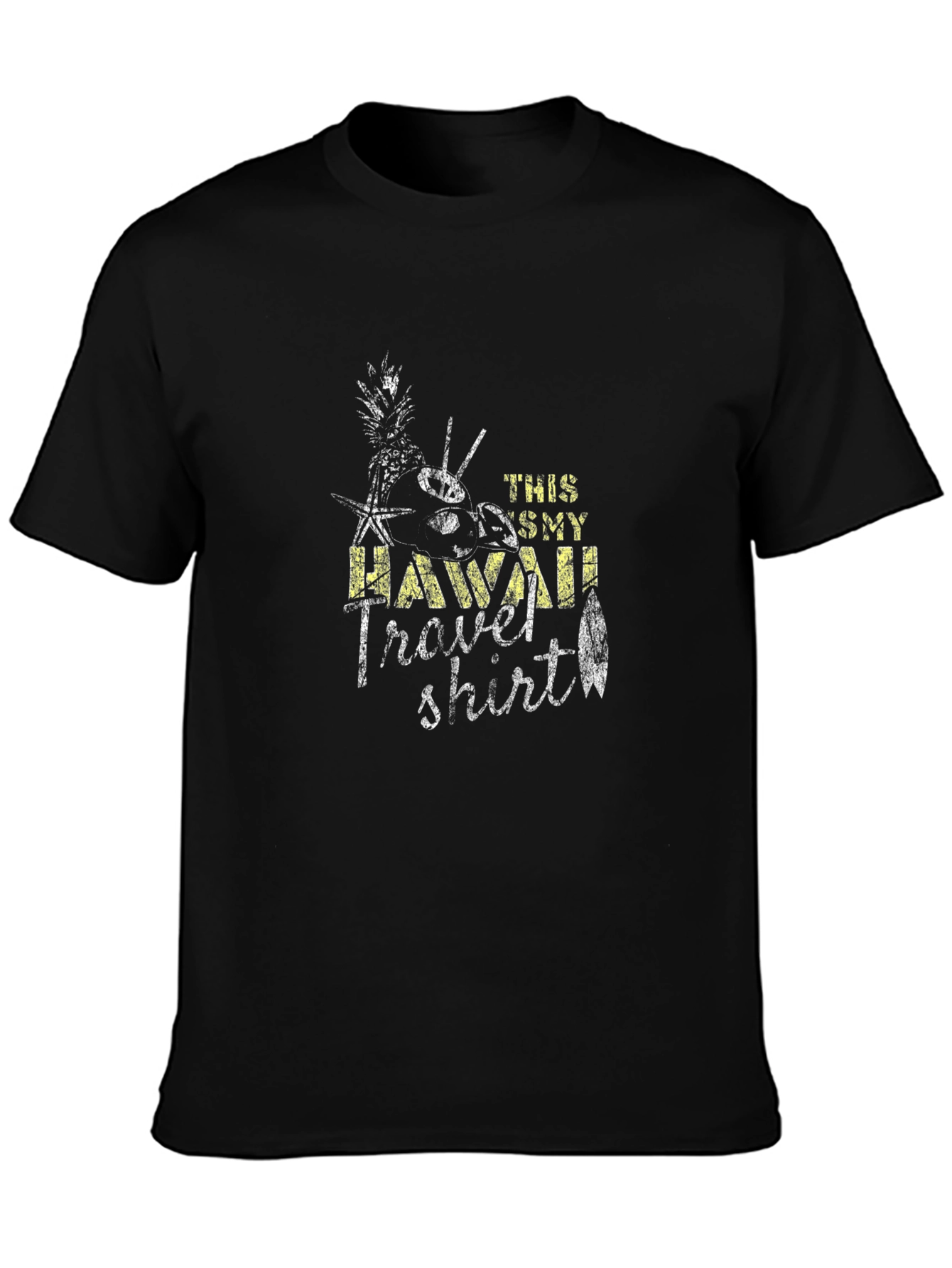 Hawaii Travel T-Shirt - Black Cotton Tee