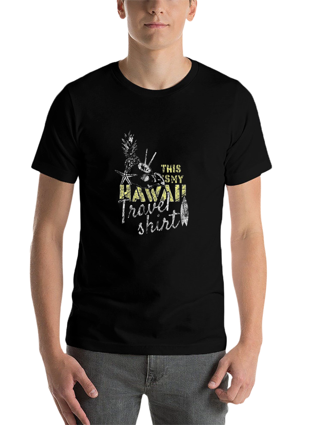 Hawaii Travel T-Shirt - Black Cotton Tee