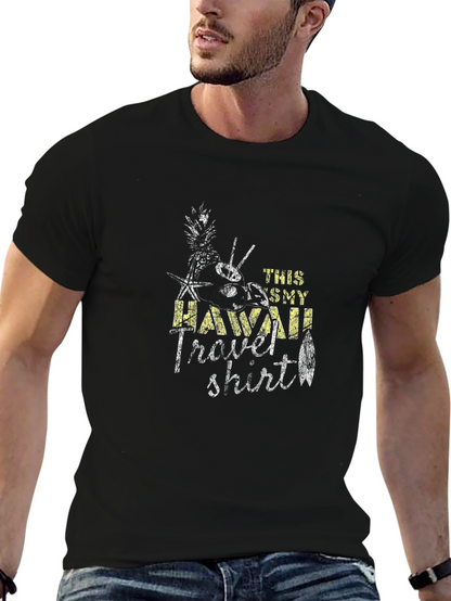Hawaii Travel T-Shirt - Black Cotton Tee