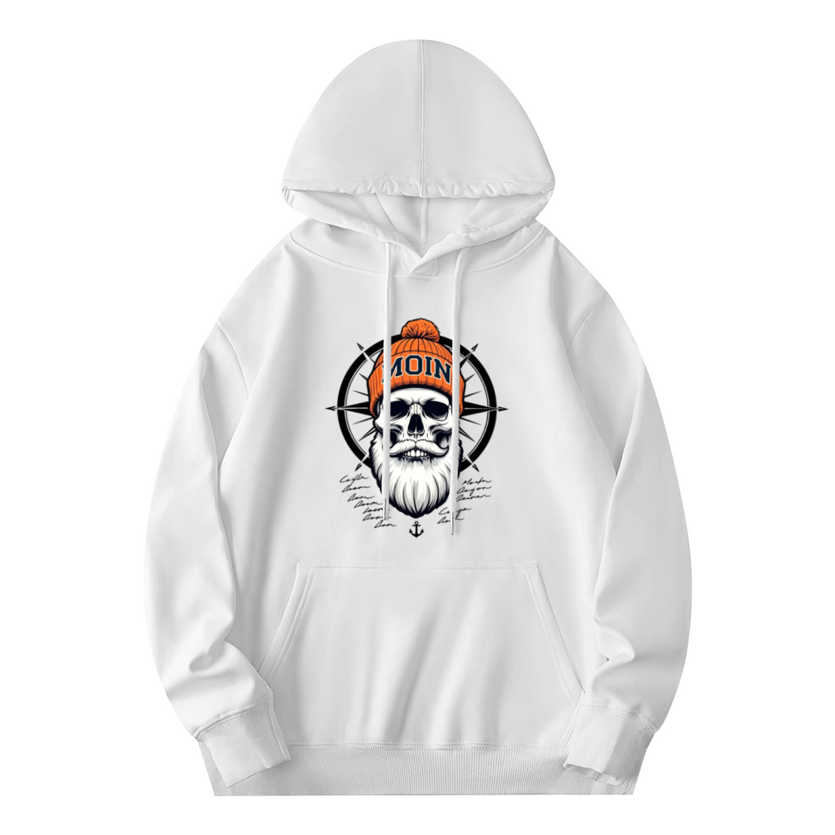 Nautical Bearded Skull Compass Retro Art Hoodie