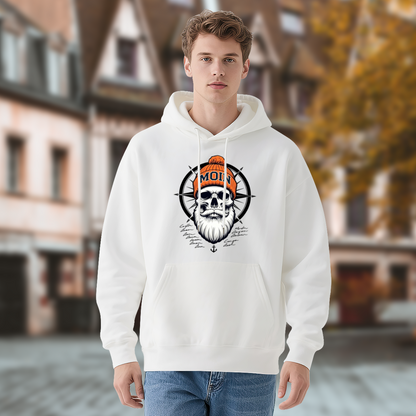 Nautical Bearded Skull Compass Retro Art Hoodie