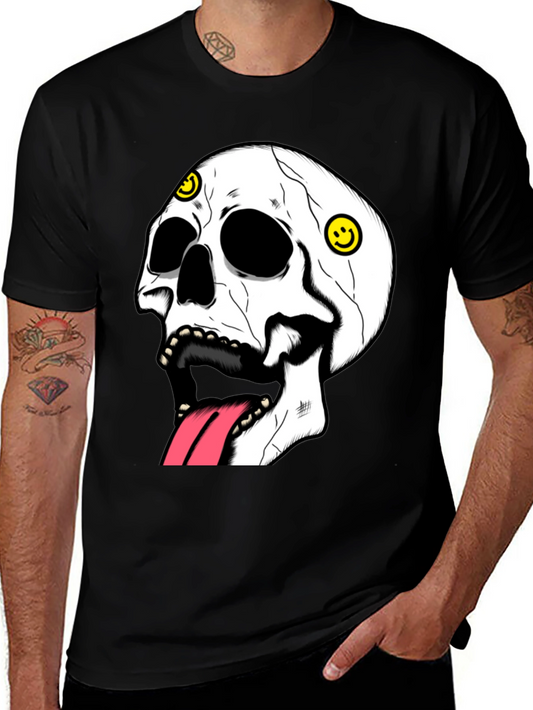 Skull & Smiley Face Graphic T-Shirt - Dark Humor Tee
