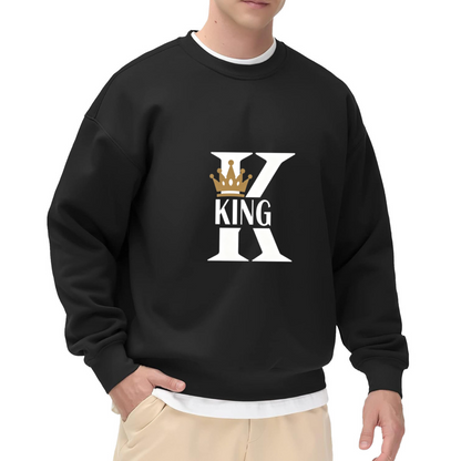 Crown King Letter Graphic Crewneck Sweatshirt