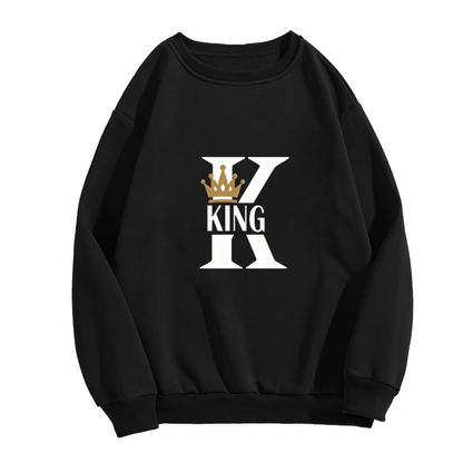 Crown King Letter Graphic Crewneck Sweatshirt