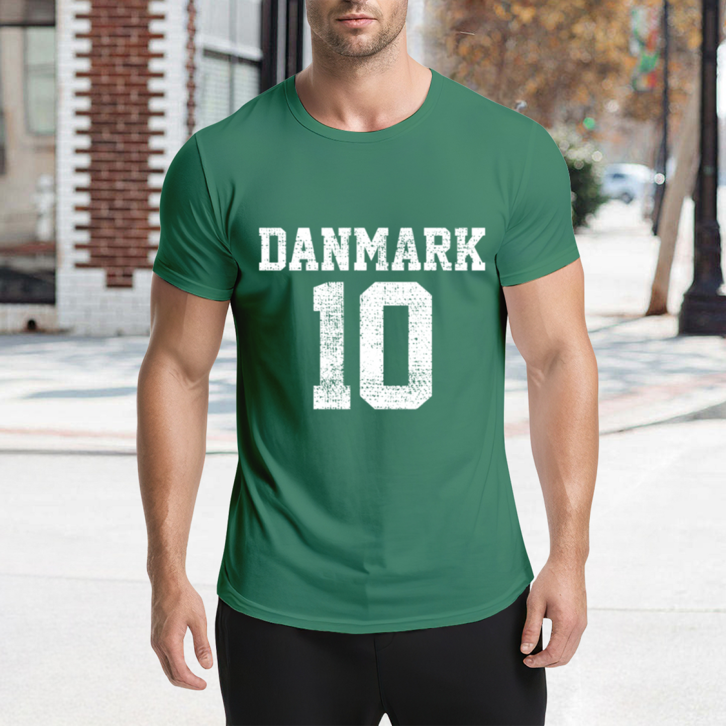 Denmark Number 10 Retro Football Jersey Style T-Shirt
