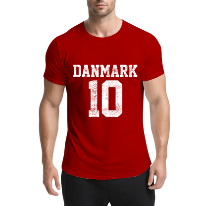 Denmark Number 10 Retro Football Jersey Style T-Shirt