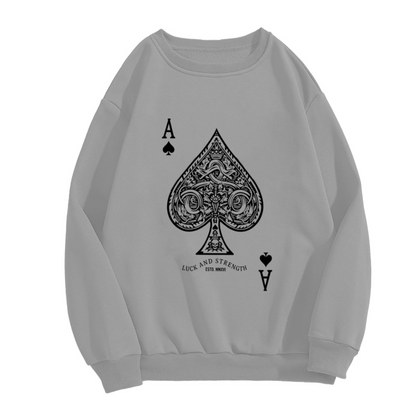 Ace Of Spades Vintage Playing Card Luck Graphic Crewneck