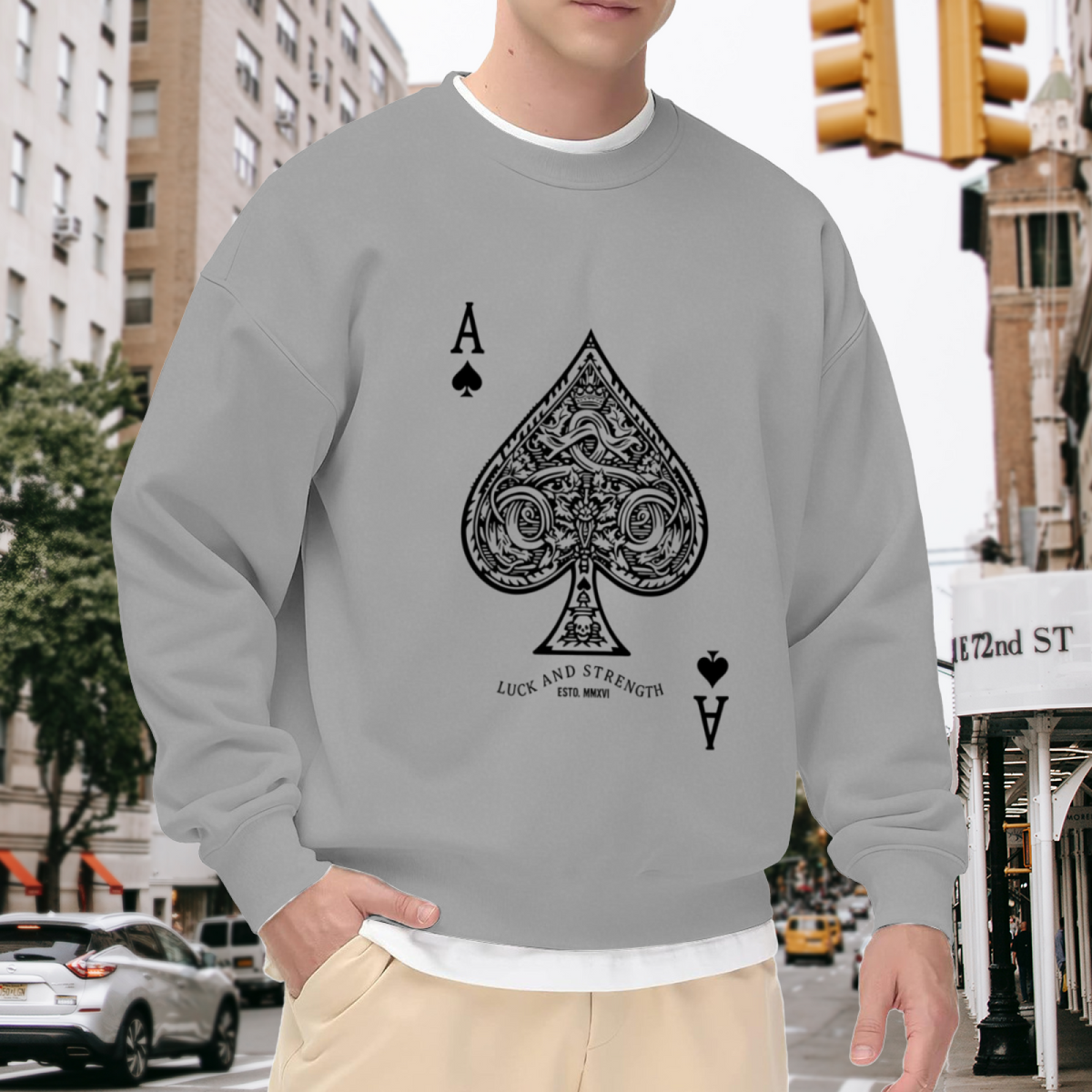 Ace Of Spades Vintage Playing Card Luck Graphic Crewneck